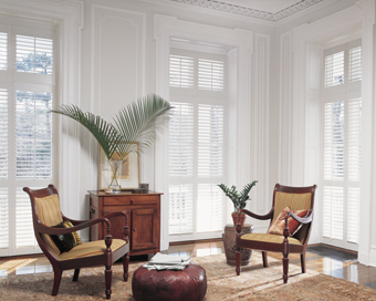 white sitting room shutters beach house