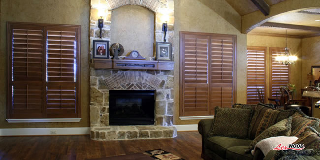 lexwood fireplace shutters basswood brown