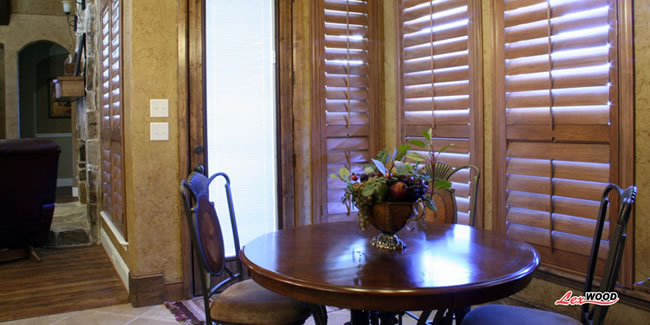 kitchen nook shutters wooden wide slats