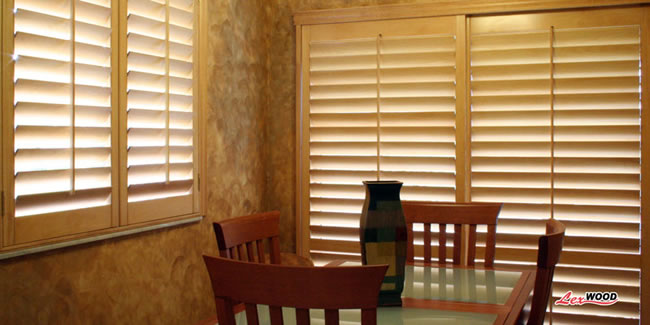 dining room sunlight shutters wooden