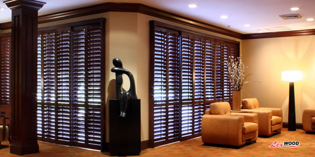 entertainment reception hall shutters doors dark wood
