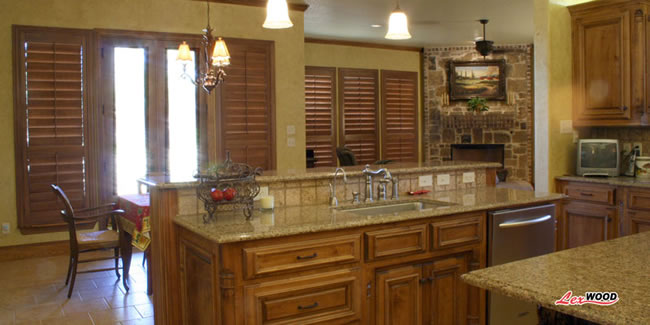 wide slat shutters kitchen wood