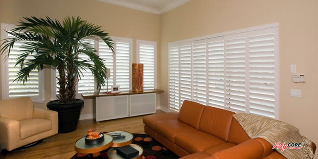 poly core aluminum office window shutters
