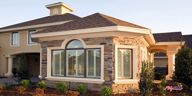 polycore aluminum shutters outside home